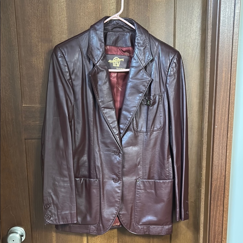 Vintage Etienne Aigner Burgundy Oxblood Leather Blazer size 6